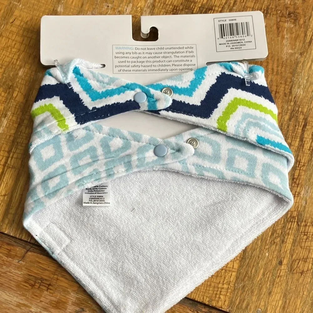 Hudson Baby Chevron Bandana Bibs - Navy, Lime, and Light Blue